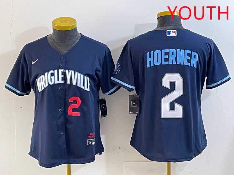Youth Chicago Cubs #2 Hoerner Blue City Edition Game 2025 Nike MLB Jersey style 3->youth mlb jersey->Youth Jersey